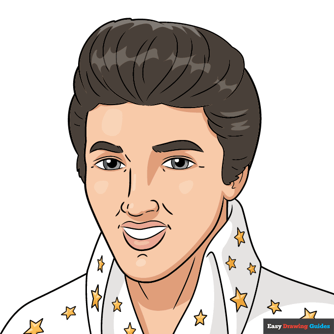 Elvis step-by-step drawing tutorial: step 11