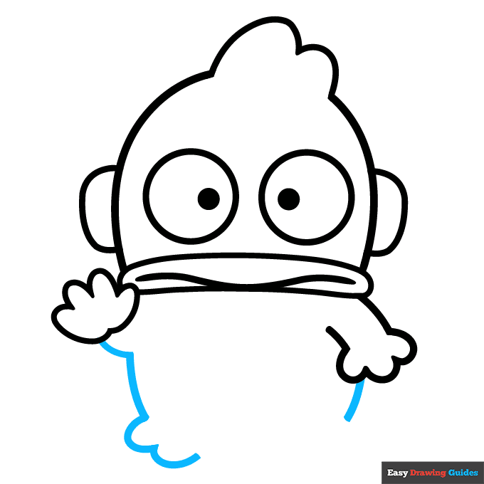 Hangyodon from Sanrio step-by-step drawing tutorial: step 6