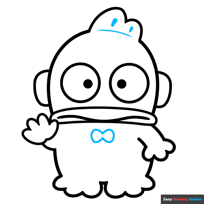 Hangyodon from Sanrio step-by-step drawing tutorial: step 8