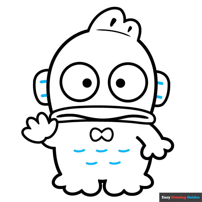 Hangyodon from Sanrio step-by-step drawing tutorial: step 9