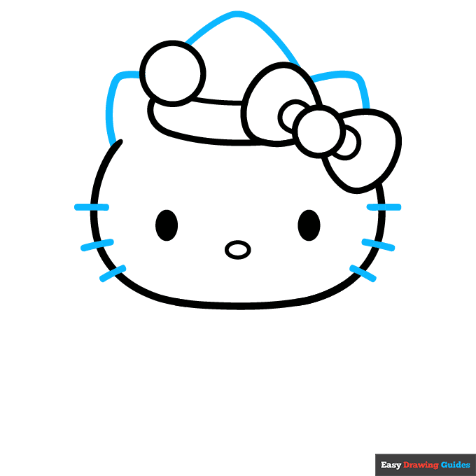 Holiday Hello Kitty step-by-step drawing tutorial: step 4