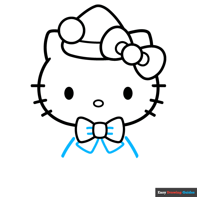 Holiday Hello Kitty step-by-step drawing tutorial: step 6