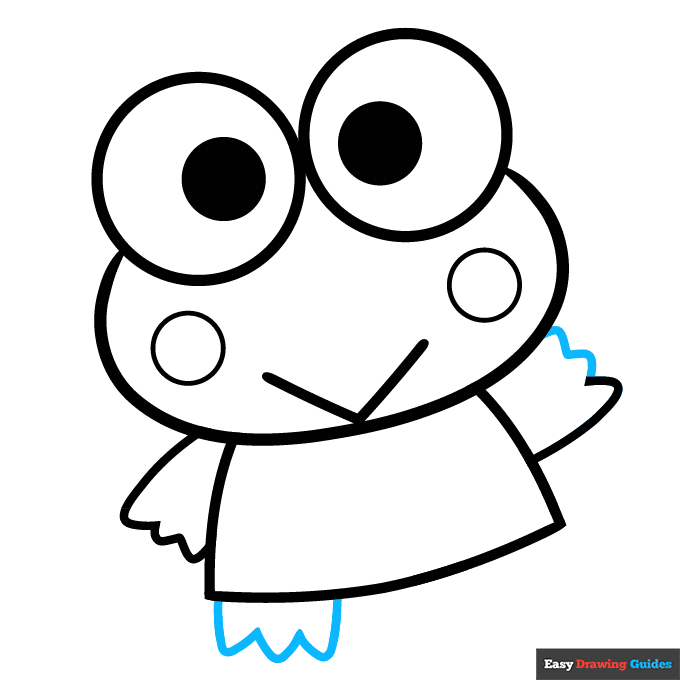 Keroppi from Sanrio step-by-step drawing tutorial: step 6