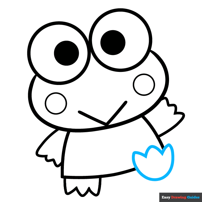 Keroppi from Sanrio step-by-step drawing tutorial: step 7