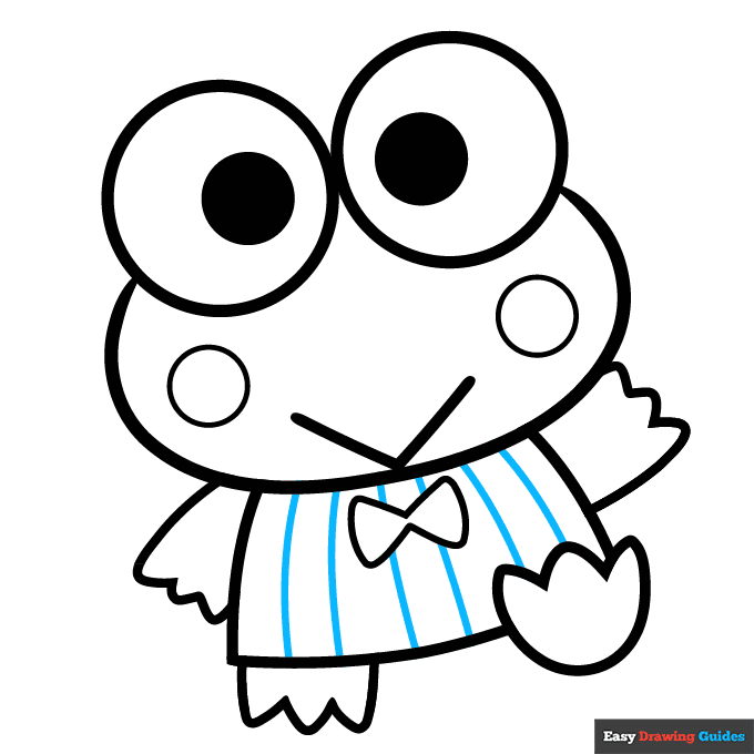 Keroppi from Sanrio step-by-step drawing tutorial: step 9
