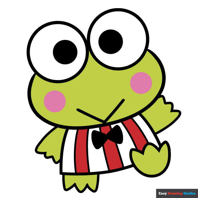 Keroppi from Sanrio step-by-step drawing tutorial: step 11