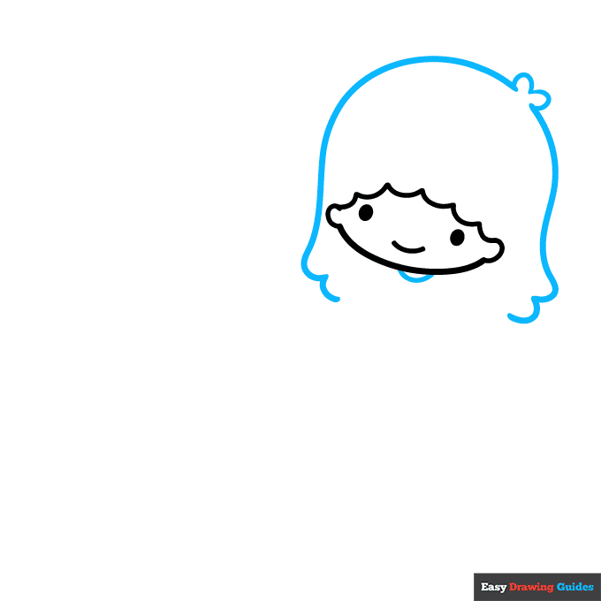 Little Twin Stars from Sanrio step-by-step drawing tutorial: step 2