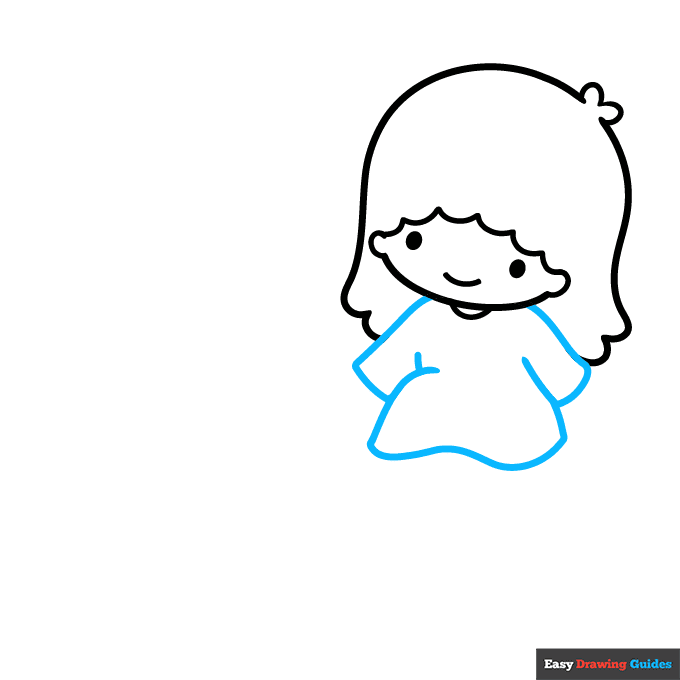 Little Twin Stars from Sanrio step-by-step drawing tutorial: step 3