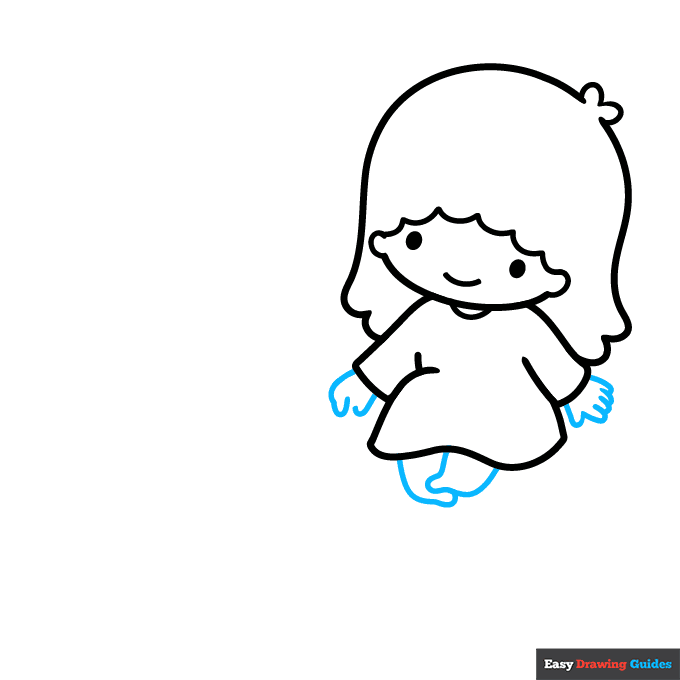 Little Twin Stars from Sanrio step-by-step drawing tutorial: step 4