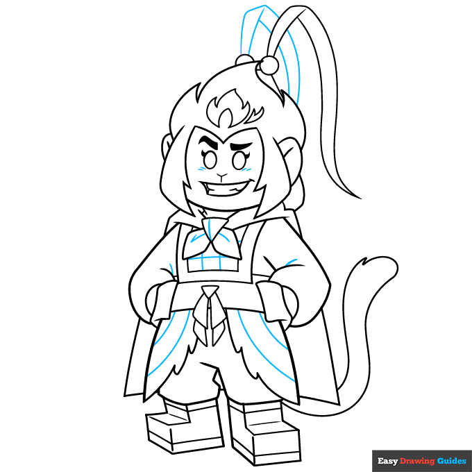 Monkie Kid step-by-step drawing tutorial: step 9