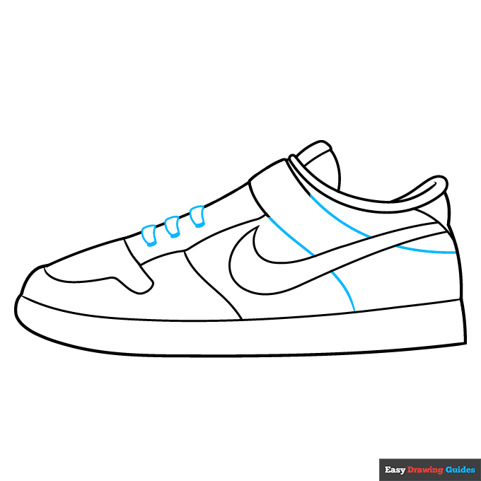 Nike Dunk Shoe step-by-step drawing tutorial: step 6
