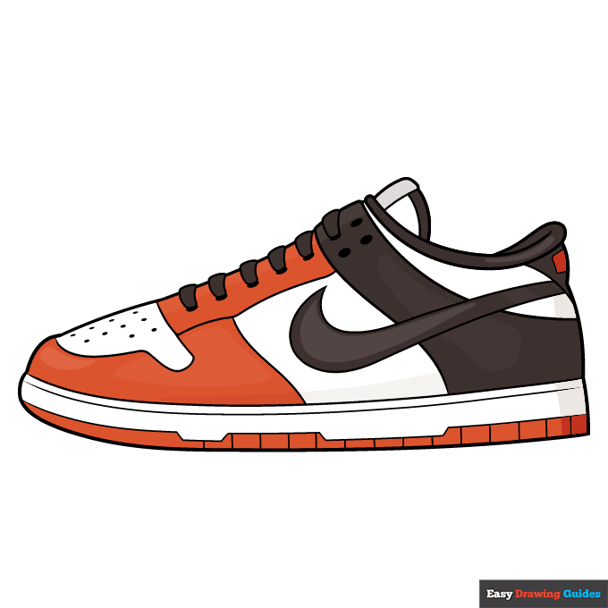 Nike Dunk Shoe step-by-step drawing tutorial: step 11