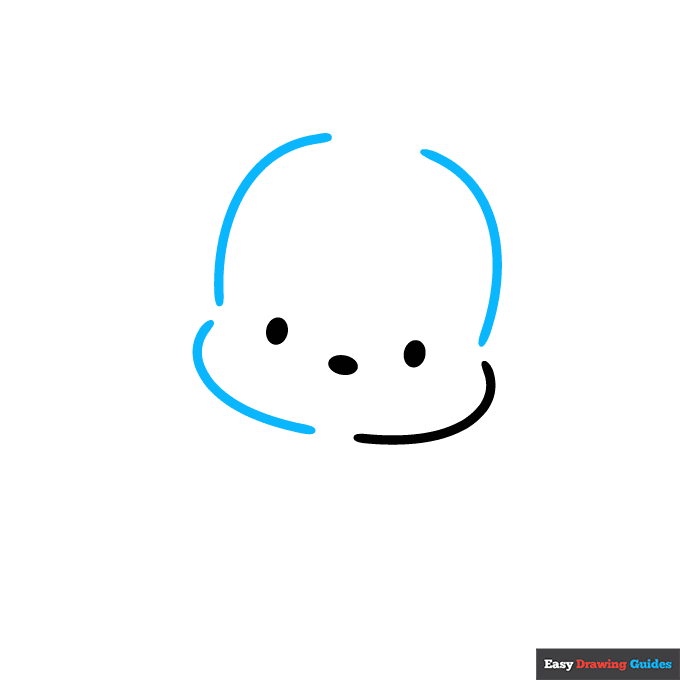 Pochacco from Sanrio step-by-step drawing tutorial: step 2
