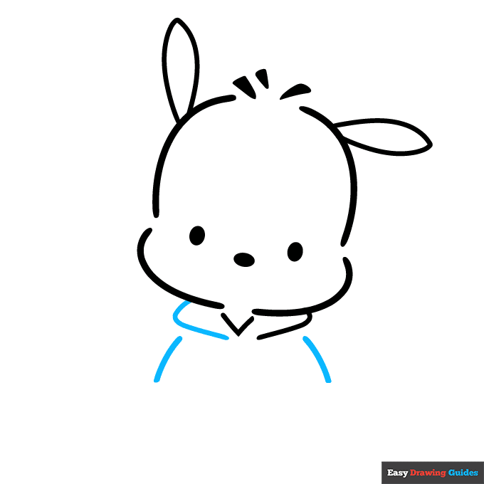 Pochacco from Sanrio step-by-step drawing tutorial: step 5