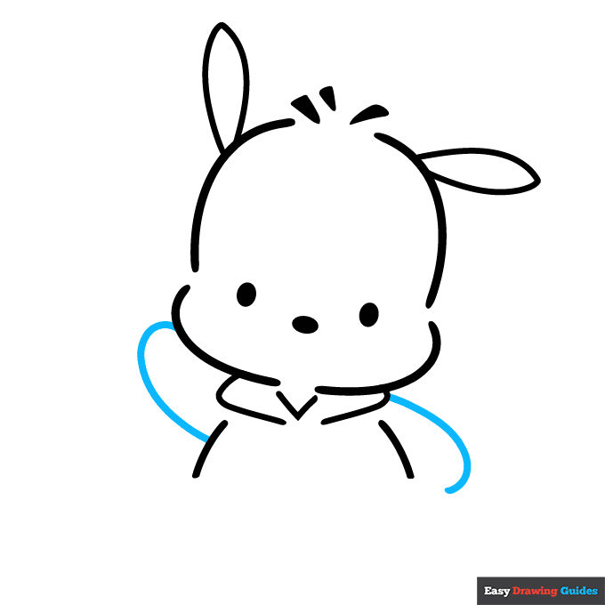 Pochacco from Sanrio step-by-step drawing tutorial: step 6
