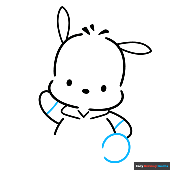 Pochacco from Sanrio step-by-step drawing tutorial: step 7