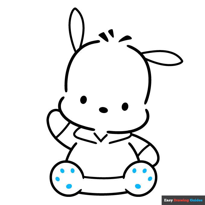 Pochacco from Sanrio step-by-step drawing tutorial: step 9