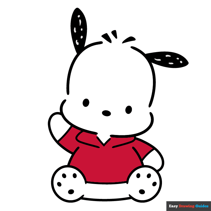 Pochacco from Sanrio step-by-step drawing tutorial: step 11