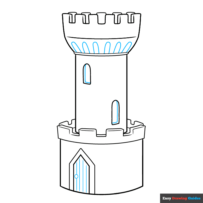 Castle Tower step-by-step drawing tutorial: step 6