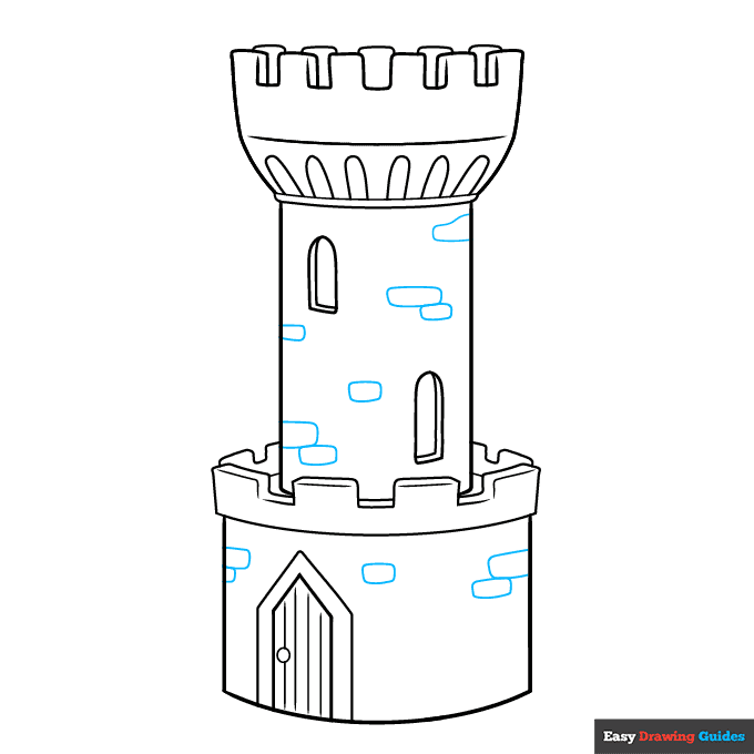 Castle Tower step-by-step drawing tutorial: step 7