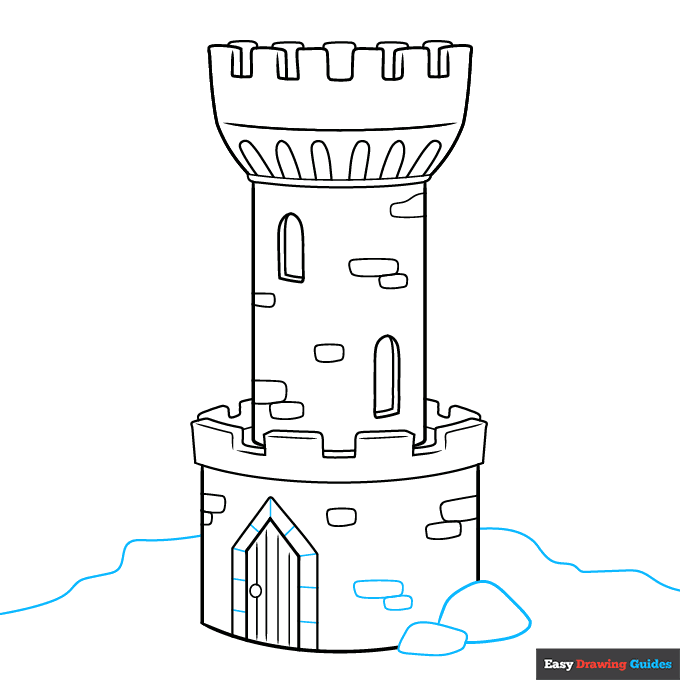 Castle Tower step-by-step drawing tutorial: step 8
