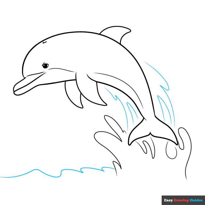 Dolphin Jumping Out of Water step-by-step drawing tutorial: step 8