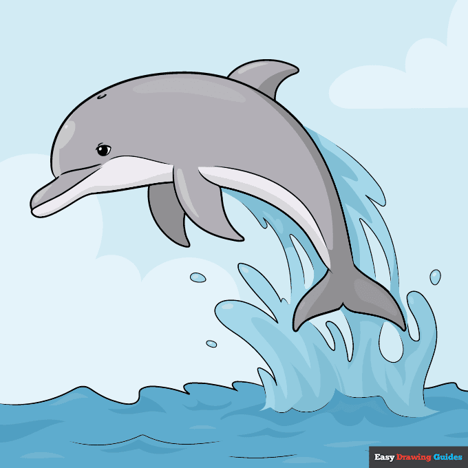 Dolphin Jumping Out of Water step-by-step drawing tutorial: step 11