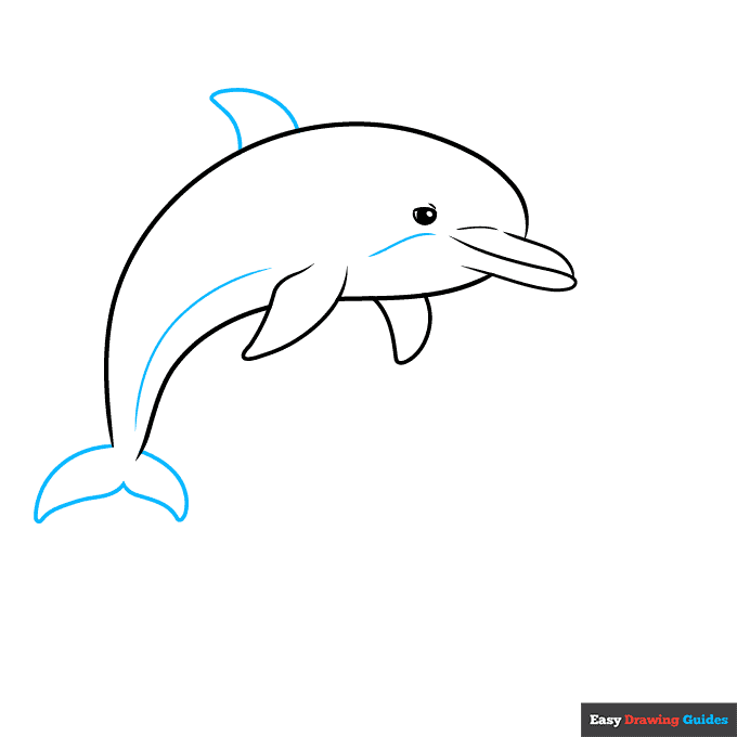 Dolphin Sunset Scenery step-by-step drawing tutorial: step 3