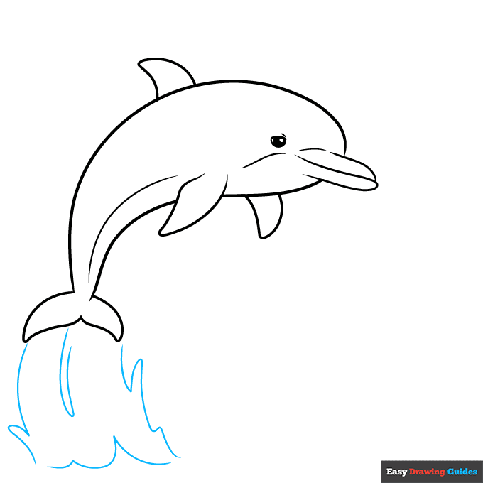 Dolphin Sunset Scenery step-by-step drawing tutorial: step 4