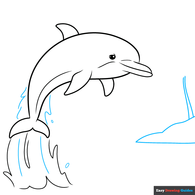 Dolphin Sunset Scenery step-by-step drawing tutorial: step 5