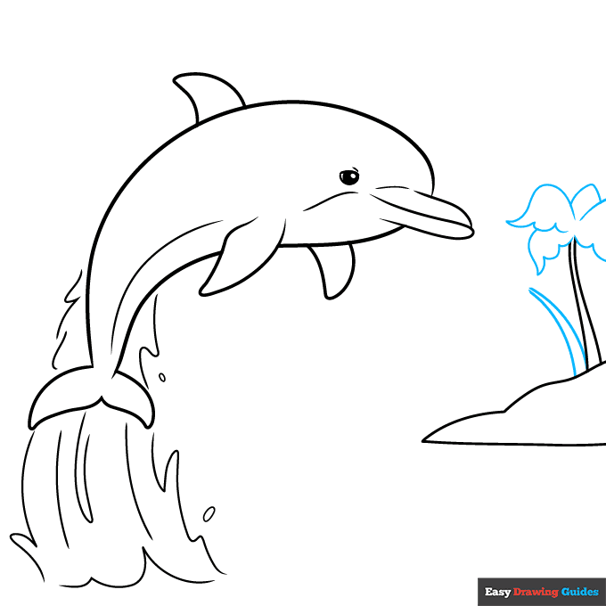 Dolphin Sunset Scenery step-by-step drawing tutorial: step 6