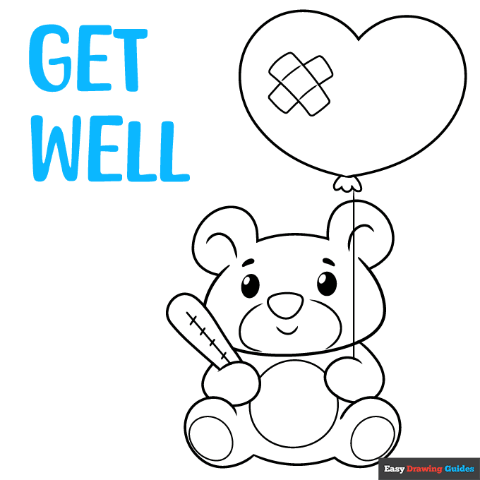 Get Well Soon Card step-by-step drawing tutorial: step 8