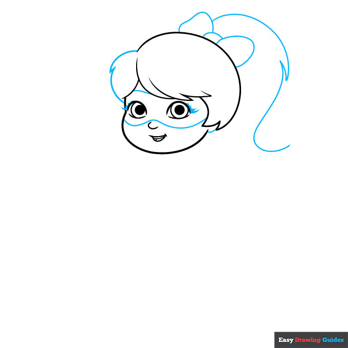Girl Superhero step-by-step drawing tutorial: step 3