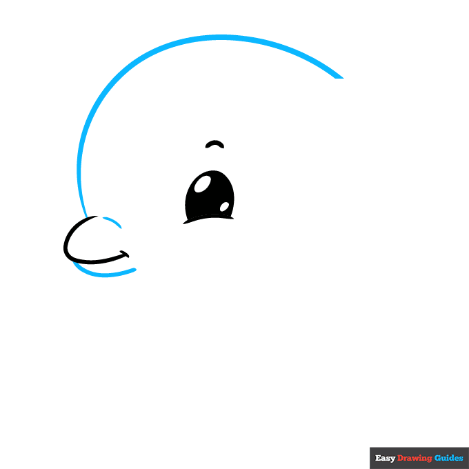 Kawaii Dolphin Dolphin step-by-step drawing tutorial: step 3