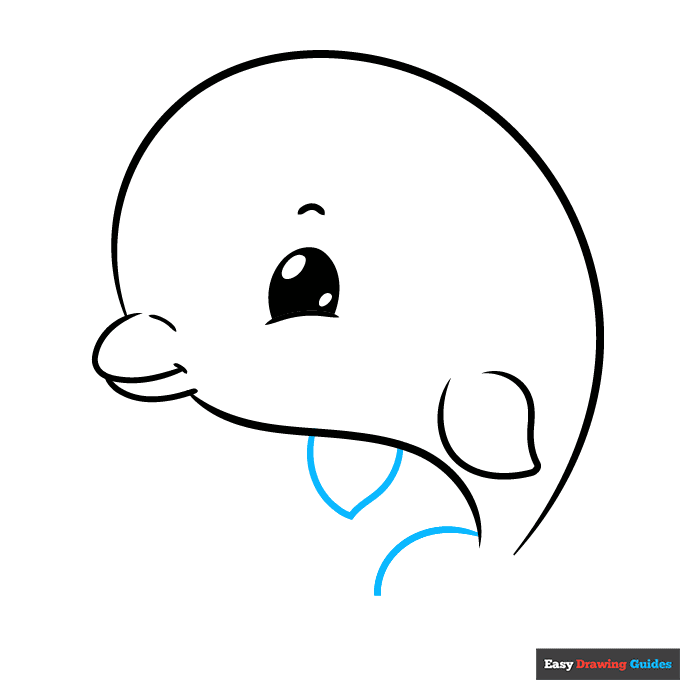 Kawaii Dolphin Dolphin step-by-step drawing tutorial: step 6