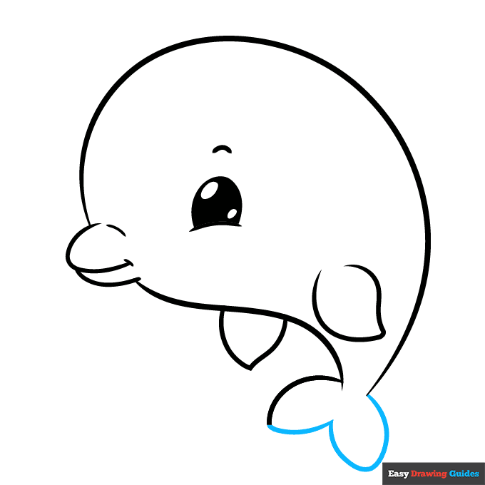 Kawaii Dolphin Dolphin step-by-step drawing tutorial: step 7