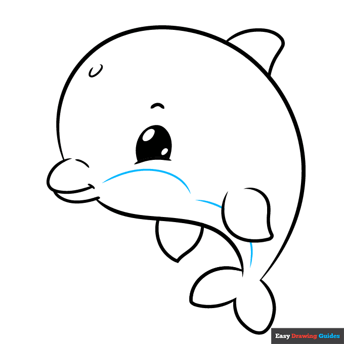 Kawaii Dolphin Dolphin step-by-step drawing tutorial: step 9