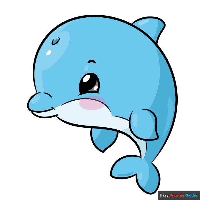 Kawaii Dolphin Dolphin step-by-step drawing tutorial: step 11