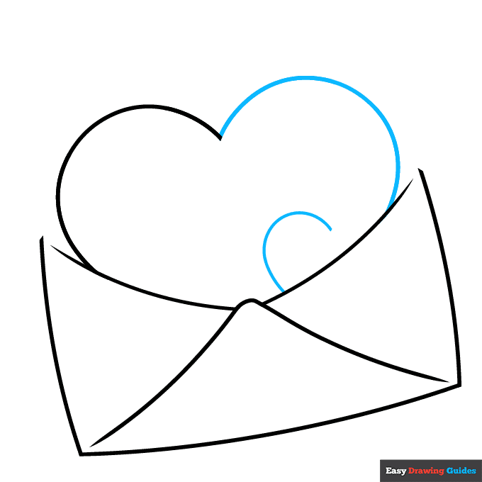 Love Letter Hearts step-by-step drawing tutorial: step 4