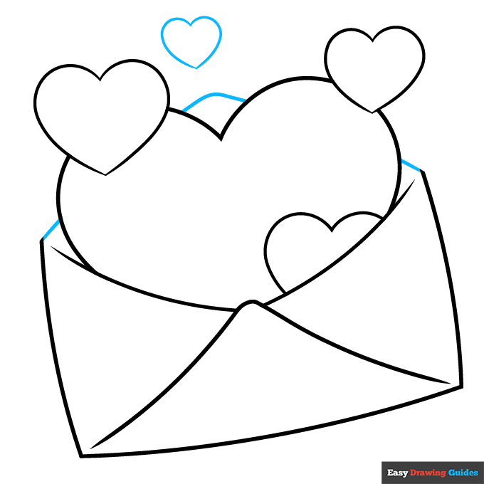 Love Letter Hearts step-by-step drawing tutorial: step 7