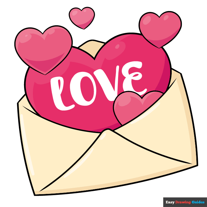Love Letter Hearts step-by-step drawing tutorial: step 11