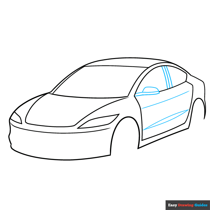 Tesla step-by-step drawing tutorial: step 5
