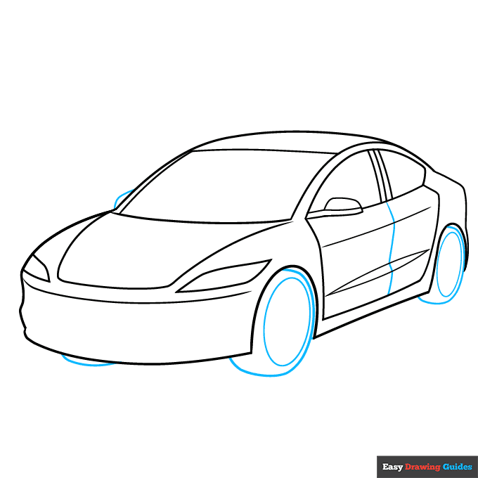 Tesla step-by-step drawing tutorial: step 6