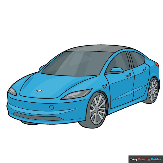 Tesla step-by-step drawing tutorial: step 11