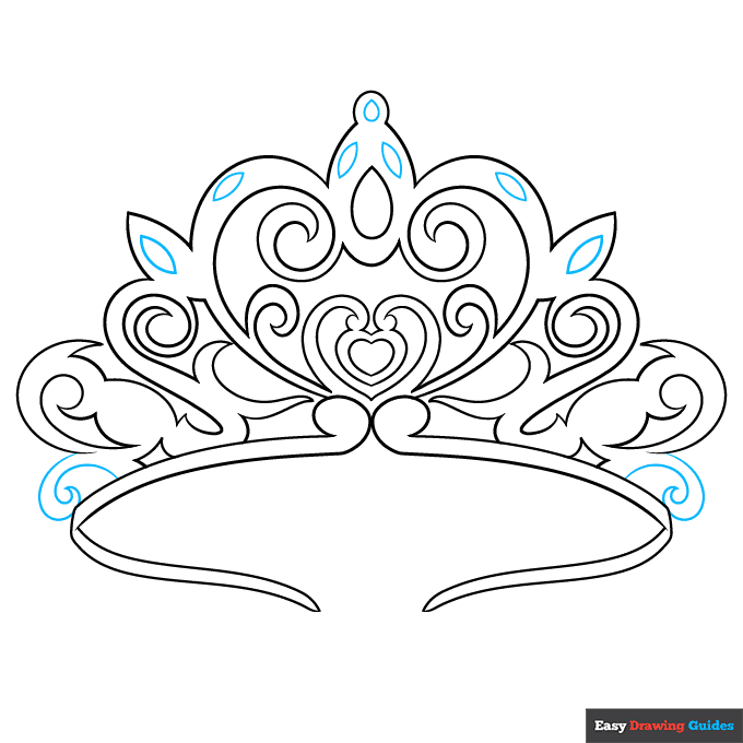Tiara step-by-step drawing tutorial: step 8