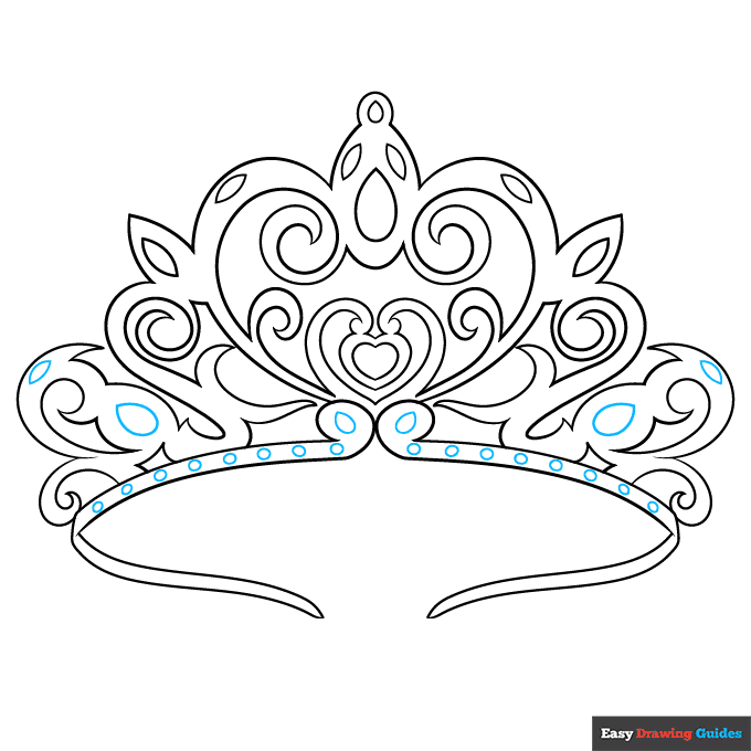 Tiara step-by-step drawing tutorial: step 9