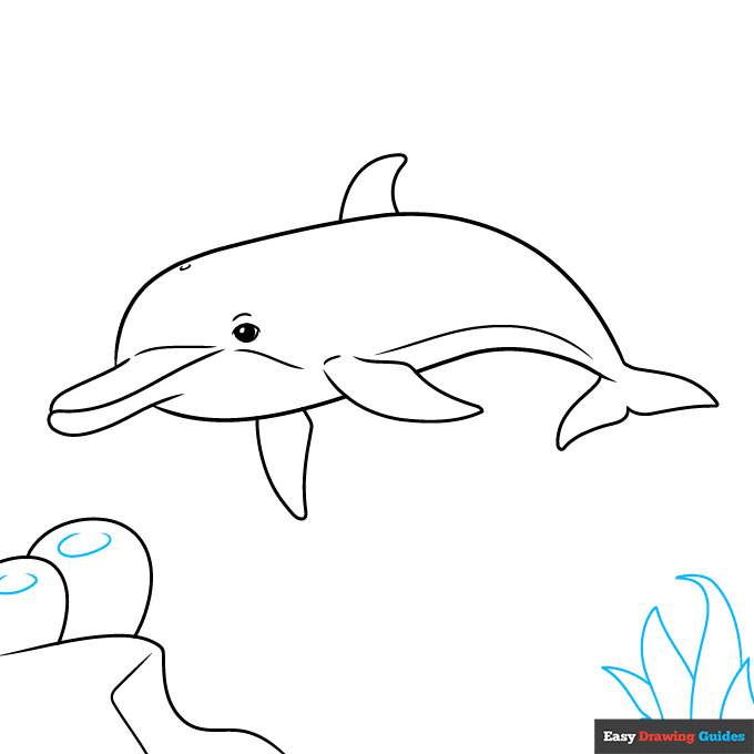 Underwater Dolphin step-by-step drawing tutorial: step 5