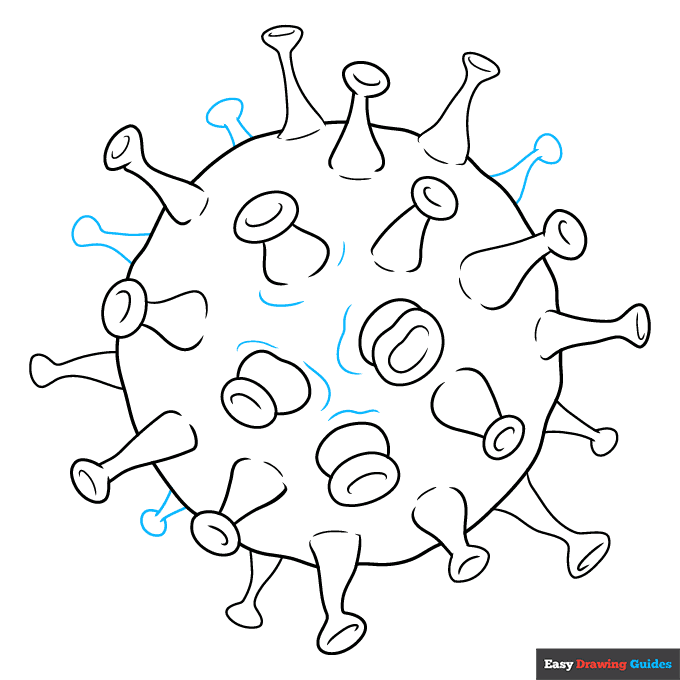 Virus step-by-step drawing tutorial: step 8