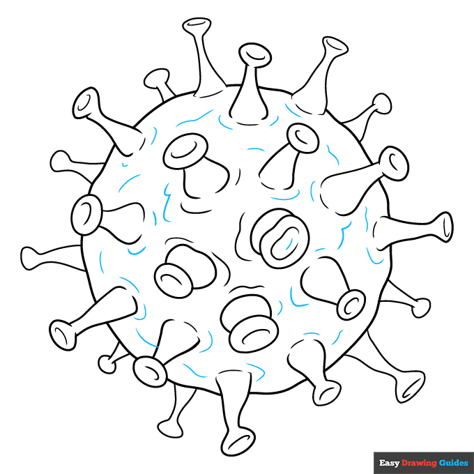 Virus step-by-step drawing tutorial: step 9