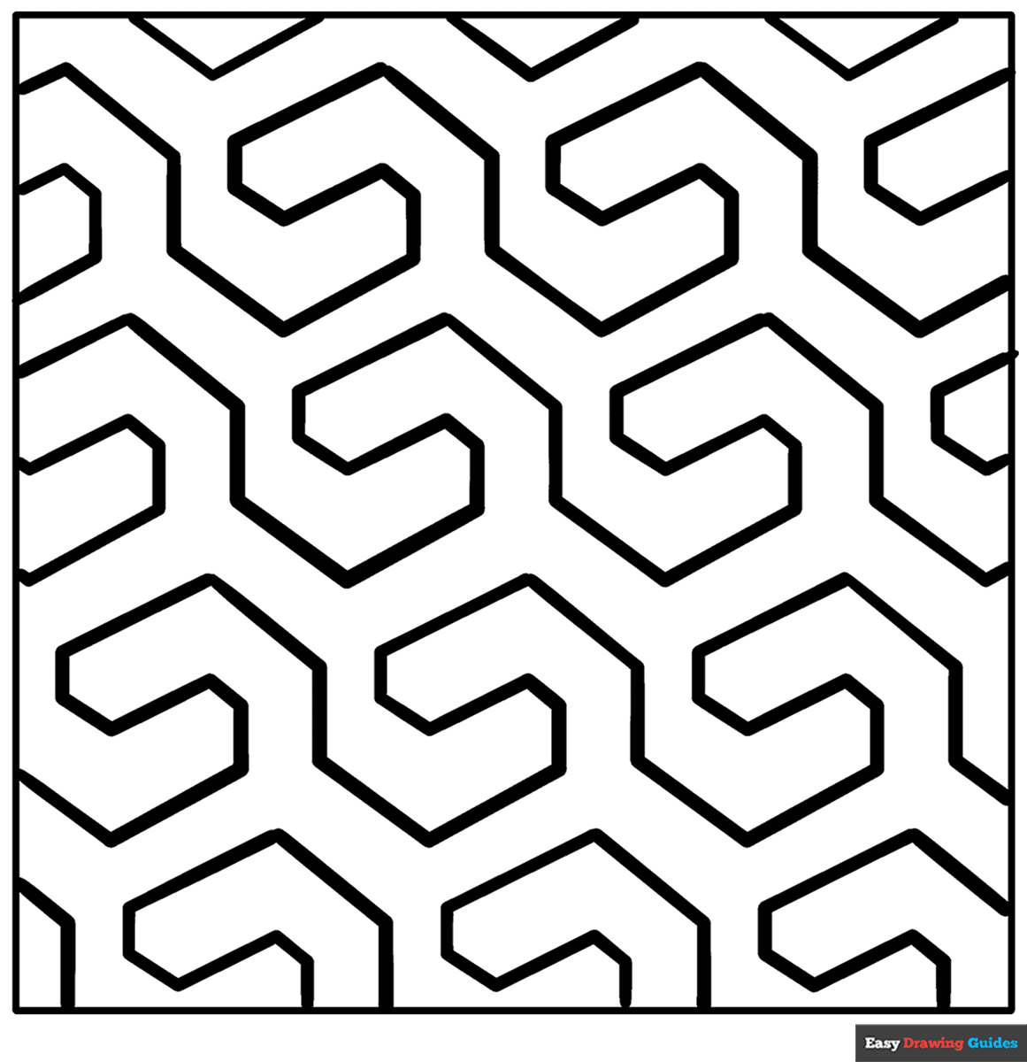 Geometric Pattern Coloring Page 1 Coloring Page Easy Drawing Guides